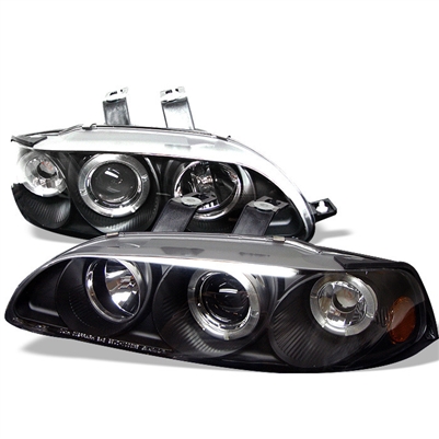 1992 - 1995 Honda Civic 2DR / HB 1PC Projector LED Halo Headlights - Black