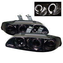 1992 - 1995 Honda Civic 2DR / HB 1PC Projector LED Halo Headlights - Smoke