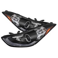 2011 - 2013 Hyundai Elantra Projector DRL LED Halo Headlights - Black