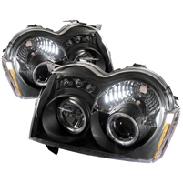 2005 - 2007 Jeep Grand Cherokee Projector LED Halo Headlights - Black