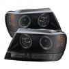 1999 - 2004 Jeep Grand Cherokee Projector LED Halo Headlights - Black/Smoke