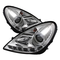 2005 - 2011 Mercedes SLK Projector DRL Headlights - Chrome