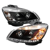 2008 - 2011 Mercedes C-Class Projector DRL Headlights - Black