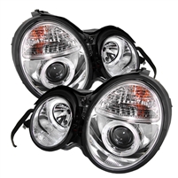 1996 - 1999 Mercedes E-Class Projector LED Halo Headlights - Chrome