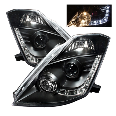 2003 - 2005 Nissan 350Z Projector DRL Headlights - Black