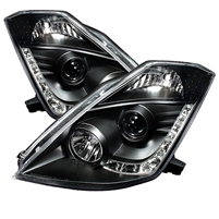 2003 - 2005 Nissan 350Z Projector DRL Headlights - Black