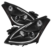 2010 - 2012 Nissan Altima 4Dr Projector Light Tube DRL LED Halo Headlights - Black