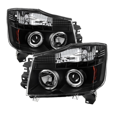 2004 - 2007 Nissan Armada Projector LED Halo Headlights - Black