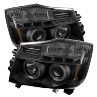 2004 - 2007 Nissan Armada Projector LED Halo Headlights - Black/Smoke