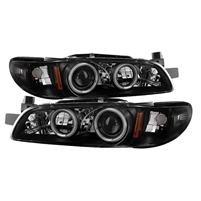 1997 - 2003 Pontiac Grand Prix 1PC Projector CCFL Halo Headlights - Black