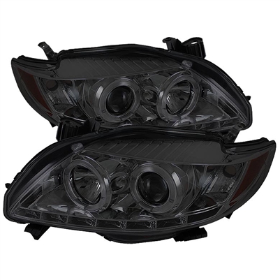 2009 - 2010 Toyota Corolla Projector DRL LED Halo Headlights - Smoke