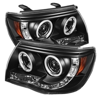 2005 - 2011 Toyota Tacoma Projector CCFL Halo Headlights - Black