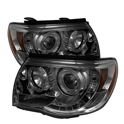 2005 - 2011 Toyota Tacoma Projector LED Halo Headlights - Smoke