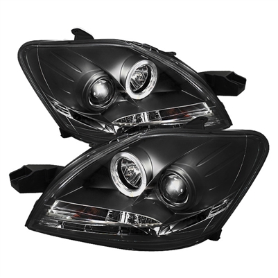 2011 Toyota Yaris 4Dr Projector DRL LED Halo Headlights - Black