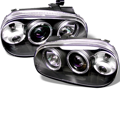 1999 - 2005 Volkswagen Golf Projector LED Halo Headlights - Black