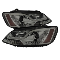 2011 - 2014 Volkswagen Jetta Projector Light Tube DRL Headlights - Smoke