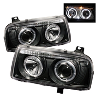 1993 - 1998 Volkswagen Jetta Projector LED Halo Headlights - Black