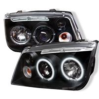 1999 - 2005 Volkswagen Jetta Projector CCFL Halo Headlights - Black