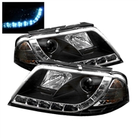 2001 - 2005 Volkswagen Passat Projector DRL Headlights - Black