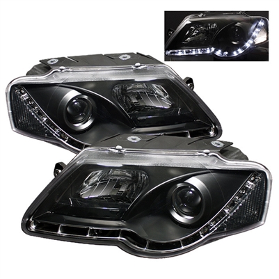 2006 - 2010 Volkswagen Passat DRL Projector Headlights - Black