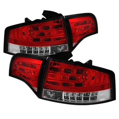 2007 - 2008 Audi RS4 4Dr LED Tail Lights - Red/Clear