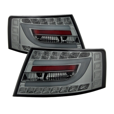 2005 - 2008 Audi A6 4Dr V2 Light Bar LED Tail Lights - Smoke