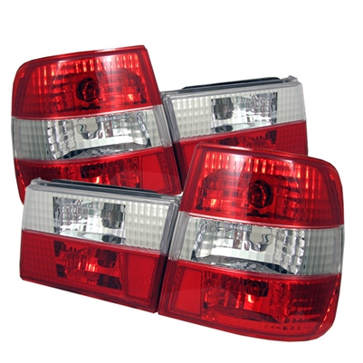 1988 - 1996 BMW 5-Series E34 Euro Style Tail Lights - Red/Clear