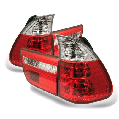 2000 - 2003 BMW X5 Euro Style Tail Lights- Red/Clear