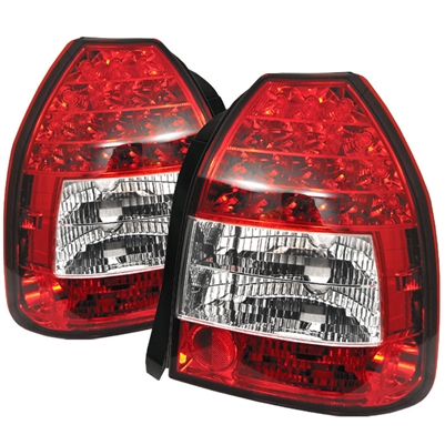 1996 - 1998 Honda Civic HB LED Tail Lights - Red/Clear