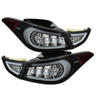 2011 - 2013 Hyundai Elantra Light Bar LED Tail Lights - Black