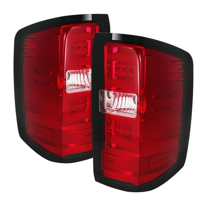 2015 - 2019 Chevy Silverado HD Light Bar LED Tail Lights - Red/Clear