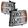 2007 - 2014 Chevy Silverado HD Projector Light Tube Headlights - Chrome