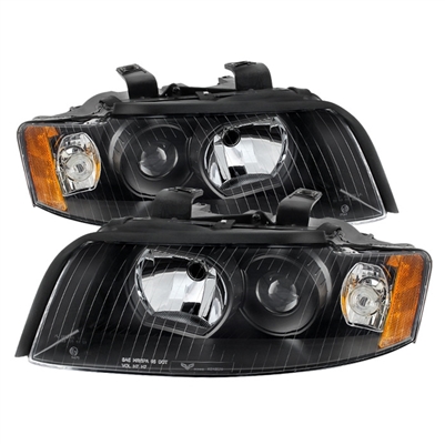 2003 - 2005 Audi S4 4Dr (Halogen Model) Crystal Headlights - Black