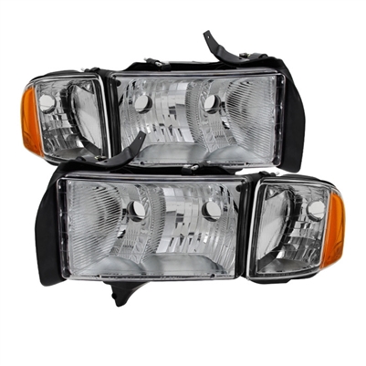 1999 - 2002 Dodge Ram 3500 (Sport Model) OEM Style Headlights - Chrome