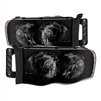 2003 - 2005 Dodge Ram 3500 Crystal Headlights - Black/Smoke