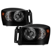 2006 - 2009 Dodge Ram 3500 Amber Crystal Headlights - Black/Smoke