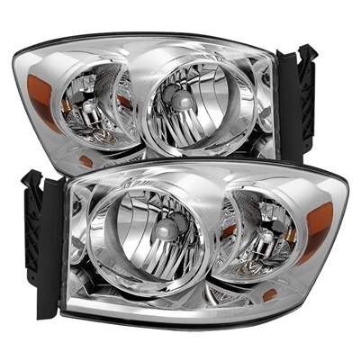 2006 - 2009 Dodge Ram 3500 Amber Crystal Headlights - Chrome