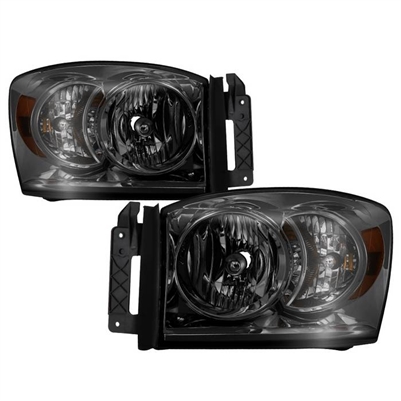 2006 - 2009 Dodge Ram 3500 Amber Crystal Headlights - Smoke