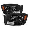 2006 - 2009 Dodge Ram 3500 Projector LED Halo Headlights - Black