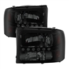 1999 - 2004 Ford F-550 1PC Crystal DRL Headlights - Black/Smoke