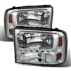 1999 - 2004 Ford F-550 1PC Crystal DRL Headlights - Chrome