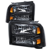 2005 - 2007 Ford F-450 Crystal DRL Headlights - Black