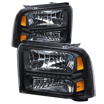 2005 - 2007 Ford F-550 Crystal DRL Headlights - Black