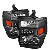 2008 - 2010 Ford F-450 Projector LED Halo Headlights - Black