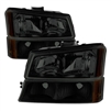 2003 - 2007 Chevy Silverado 3500 Crystal Headlights + Bumper Lights - Black/Smoke