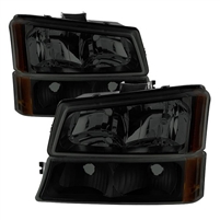 2003 - 2007 Chevy Silverado 3500 Crystal Headlights + Bumper Lights - Black/Smoke