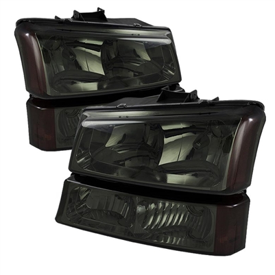 2003 - 2007 Chevy Silverado 3500 Crystal Headlights + Bumper Lights - Smoke