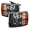 2007 - 2014 Chevy Silverado 3500HD Crystal Headlights - Black