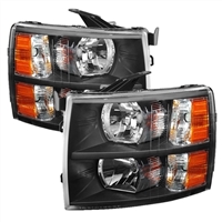 2007 - 2014 Chevy Silverado 3500HD Crystal Headlights - Black