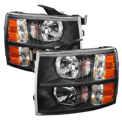 2007 - 2014 Chevy Silverado 3500HD Crystal Headlights - Black